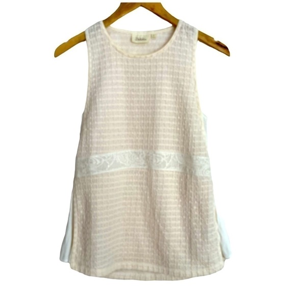 Anthropologie top.  DELETTA Cream coloured Textured feminine tank blouse Coastal - Picture 1 of 14
